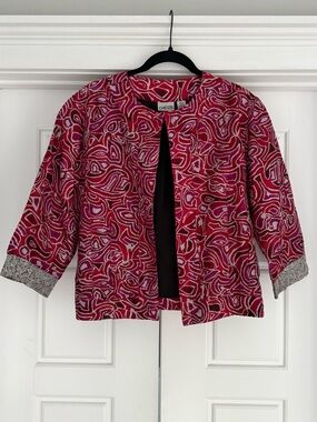 Vintage Silk Chico’s Red Pink Metallic Jacket - Lg